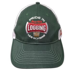 Hit Wear Trucker Hat Green White One Size Les Schwab Pride In Logging Mesh Back